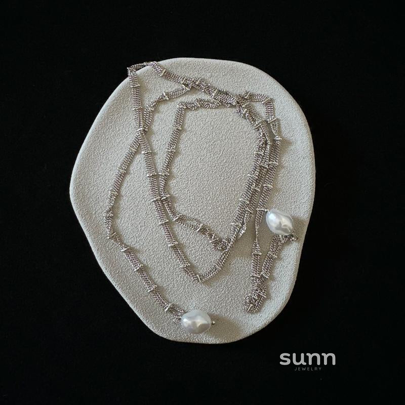 Nayelli Lace Pearl Tassel Necklace [31HMEMJD]