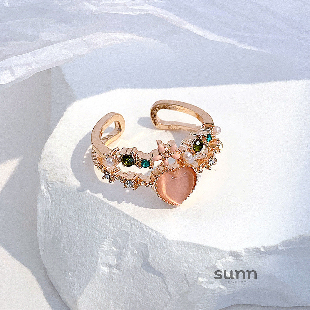 Nayelli Pink Heart Statement Ring [5XO7OMKW]