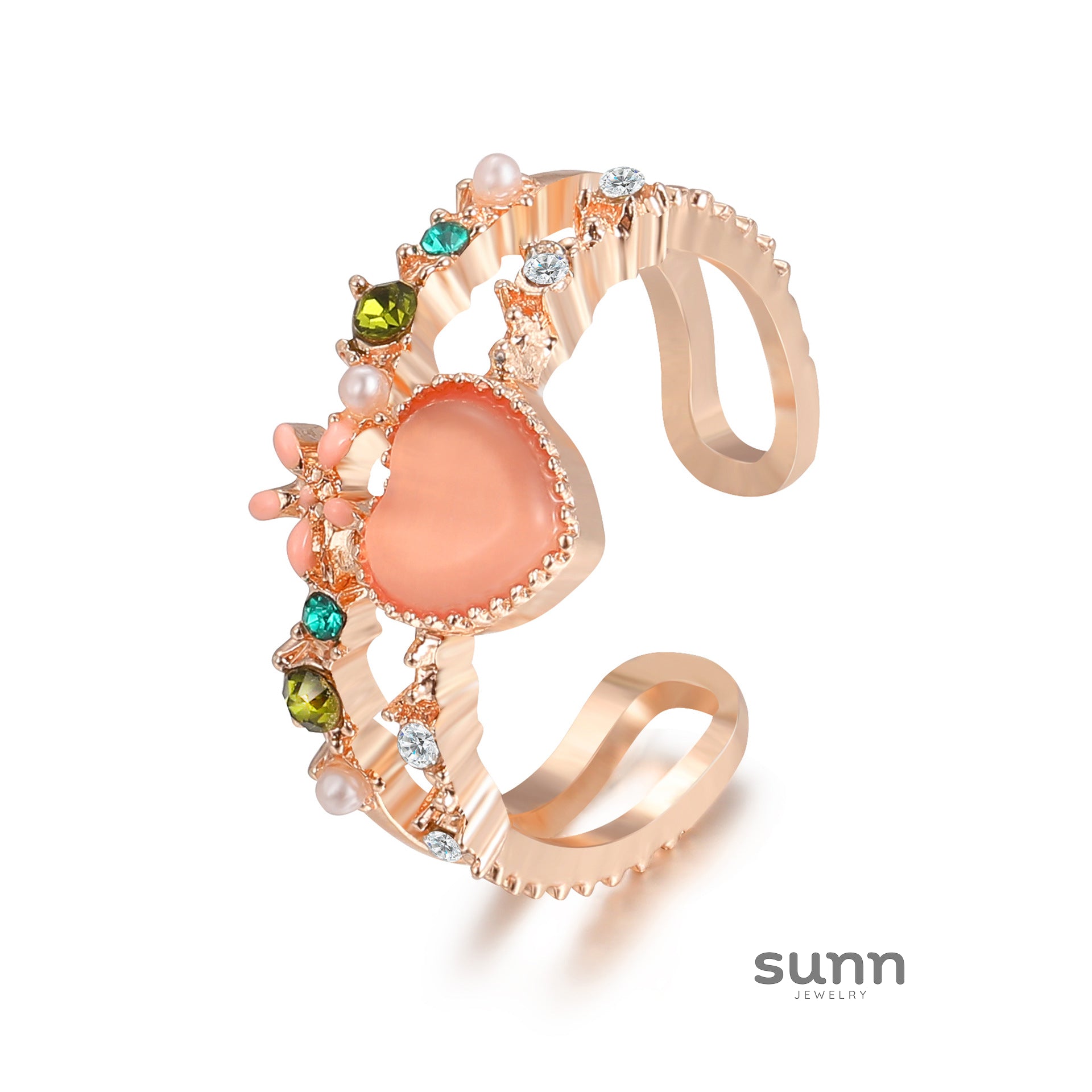 Nayelli Pink Heart Statement Ring [OA1DCKTS]