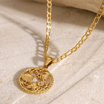 Nayely Golden Shell Pendant Necklace [YZYLBI1U]