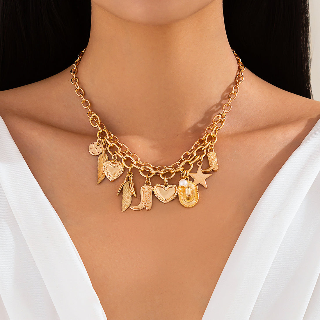 Nazareth Golden Pearl Heart Necklace [1LXHZJ6V]