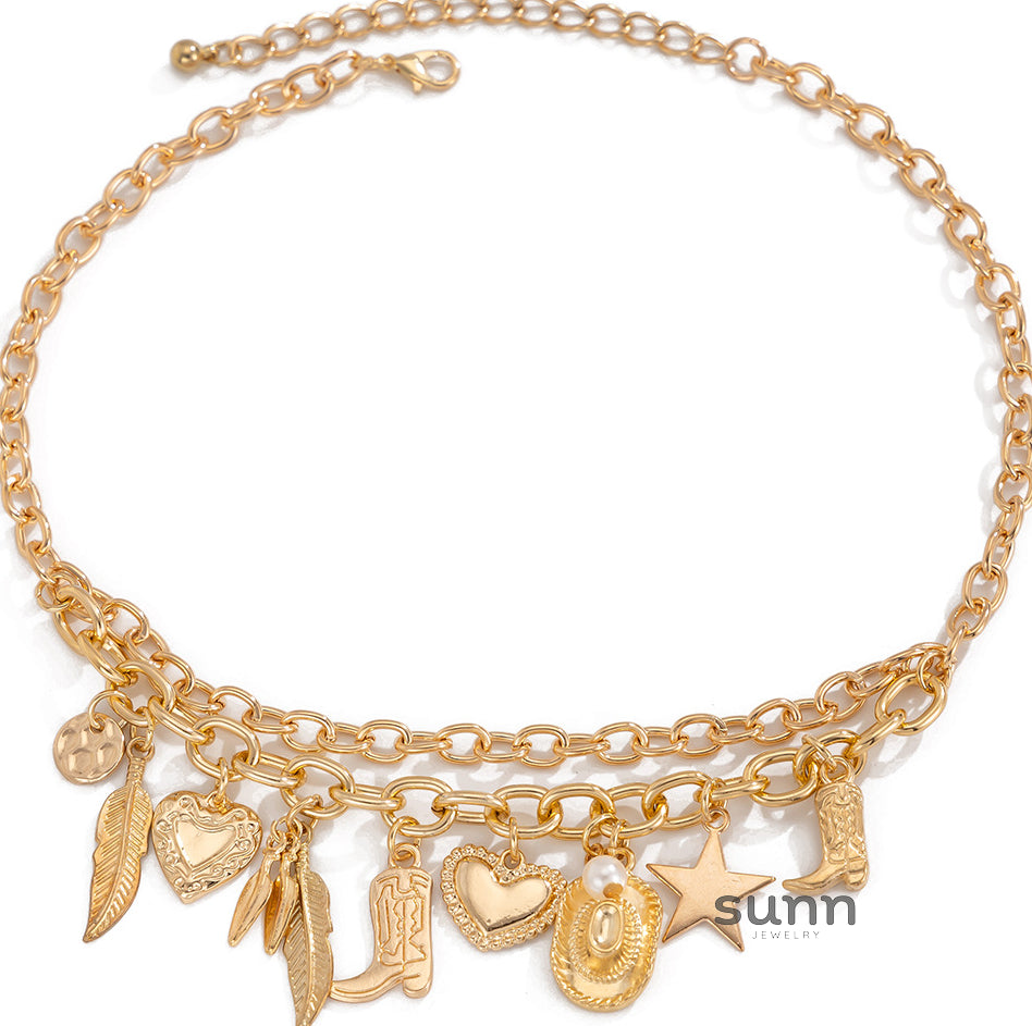 Nazareth Golden Pearl Heart Necklace [630PM8T9]