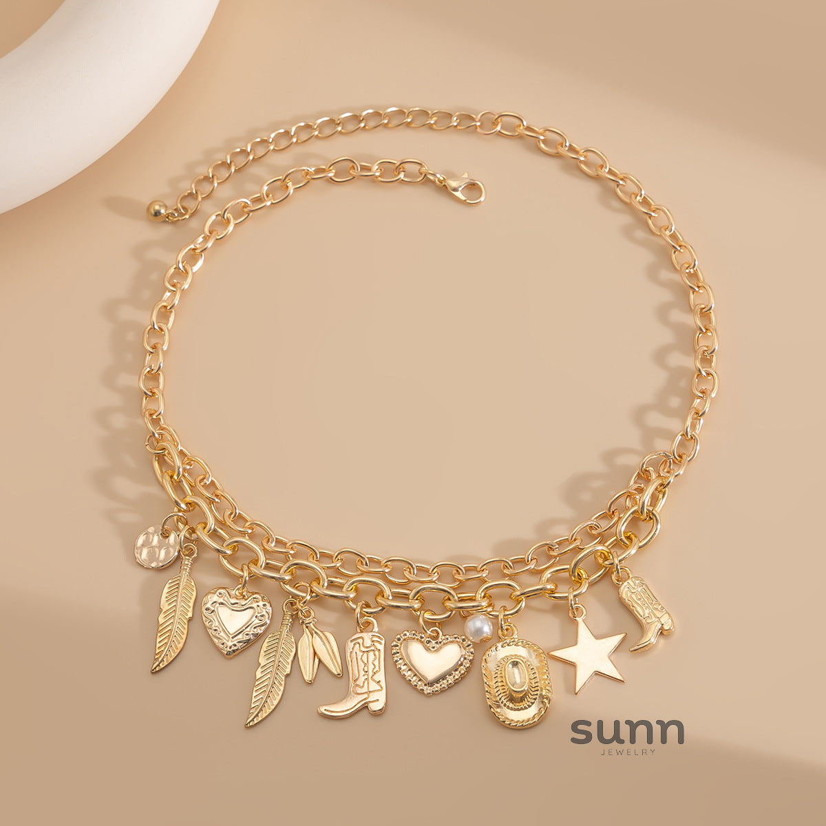 Nazareth Golden Pearl Heart Necklace [6WEV3FR2]