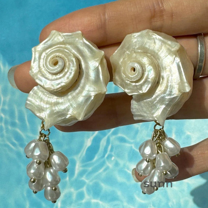 Nechama Pearl Shell Drop Earrings [O7QLS9SZ]