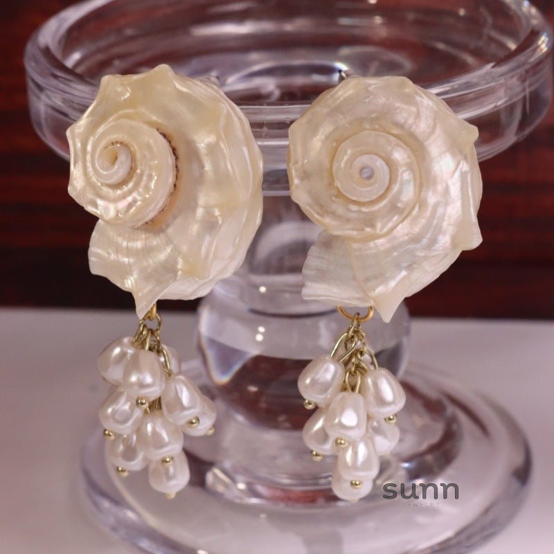 Nechama Pearl Shell Drop Earrings [V20ZQDBA]