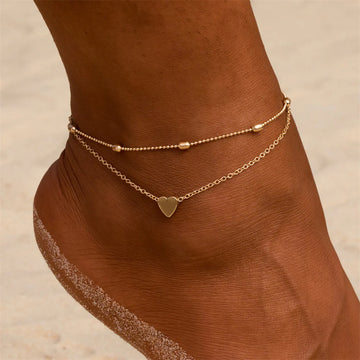 Neema Layered Heart Charm Anklet