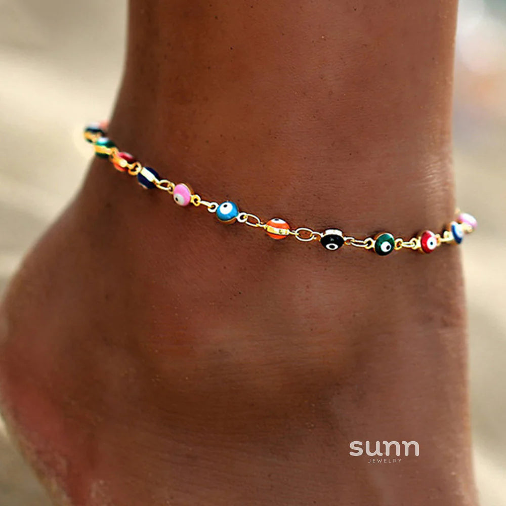 Neema Layered Heart Charm Anklet