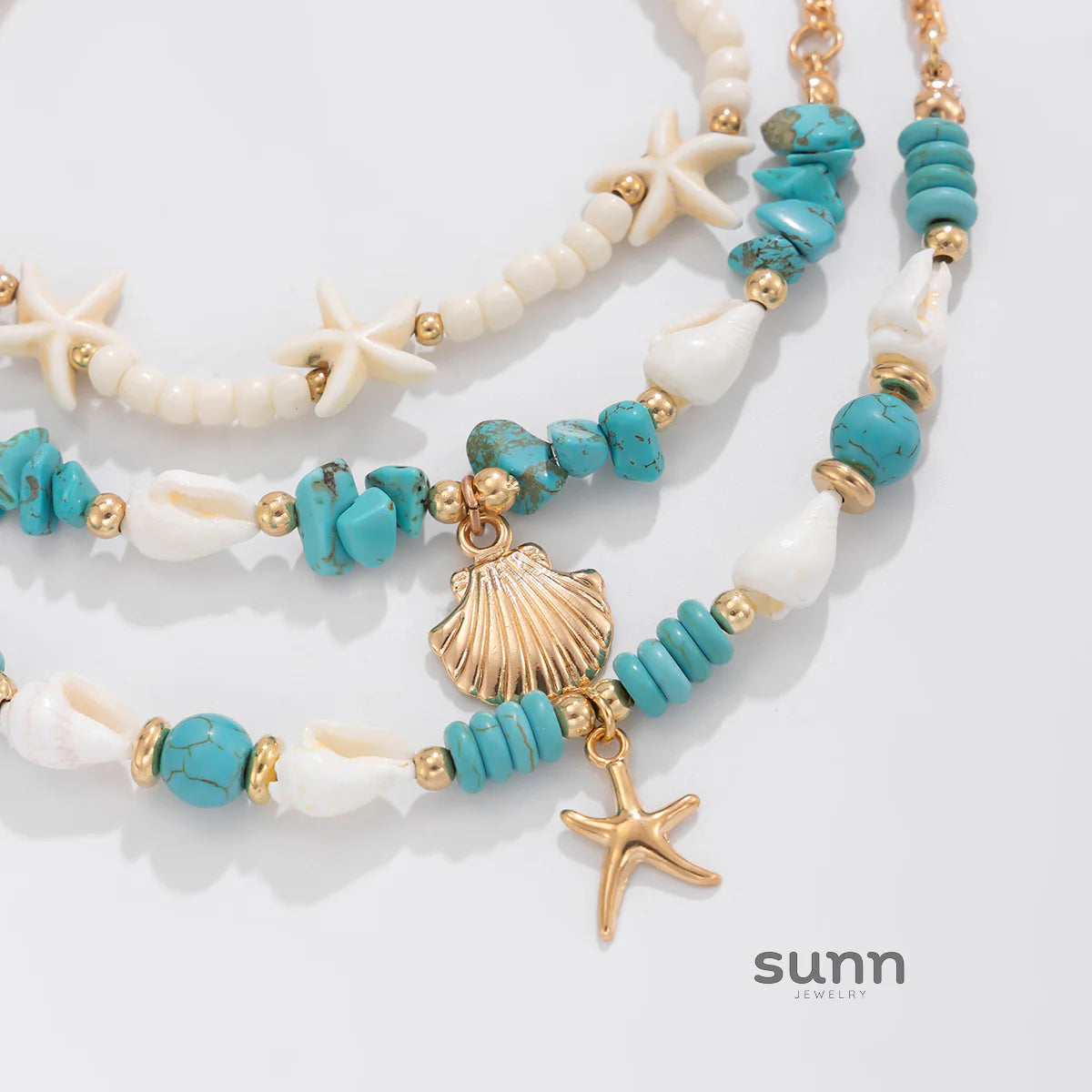 Neema Starfish Turquoise Anklet Set