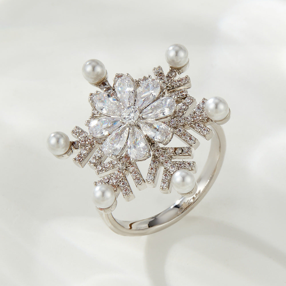 Nella Rotatable Snowflake Open Ring [EPQPIN3J]