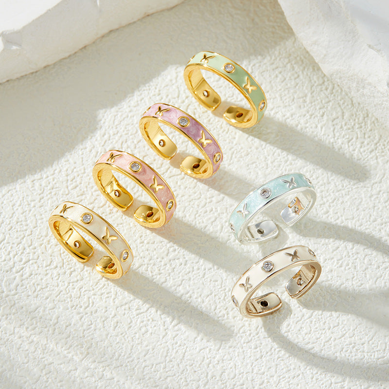 Neriah Enamel Butterfly Ring [4B85VKCT]