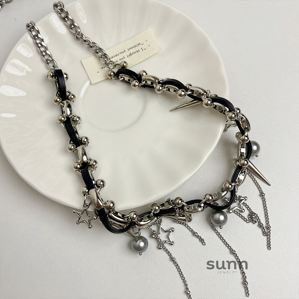 Neriah Layered Rivet Choker [WZSO5TGI]