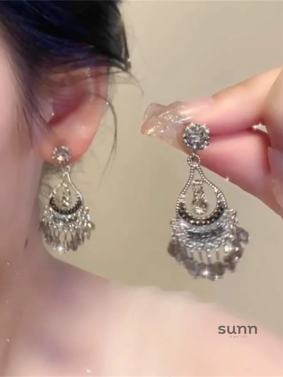Nevaeha Crystal Tassel Earrings