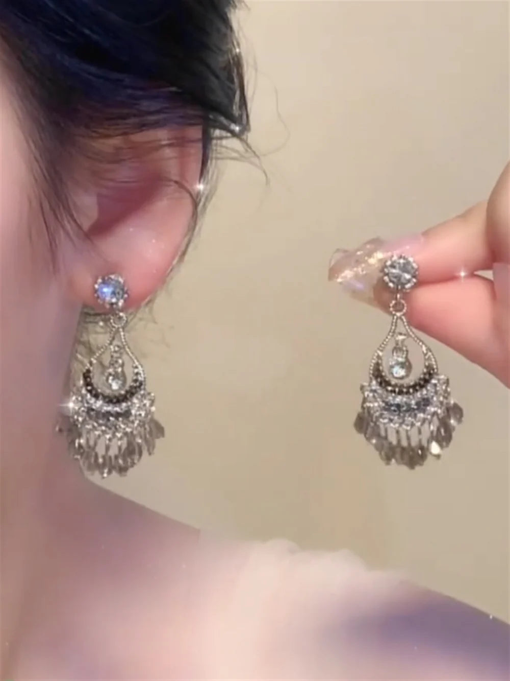 Nevaeha Crystal Tassel Earrings
