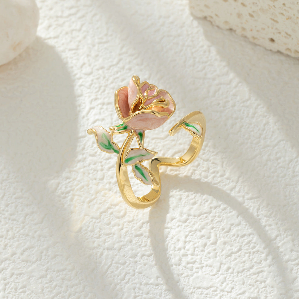 Niara Enamel Rose Adjustable Ring [PS76OCHV]