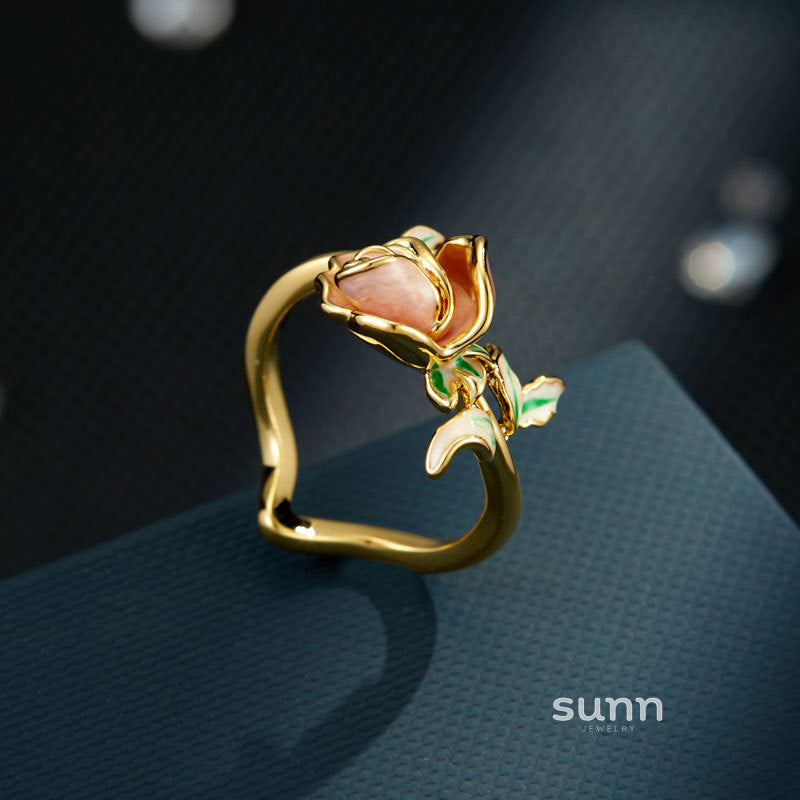 Niara Enamel Rose Adjustable Ring [PS76OCHV]