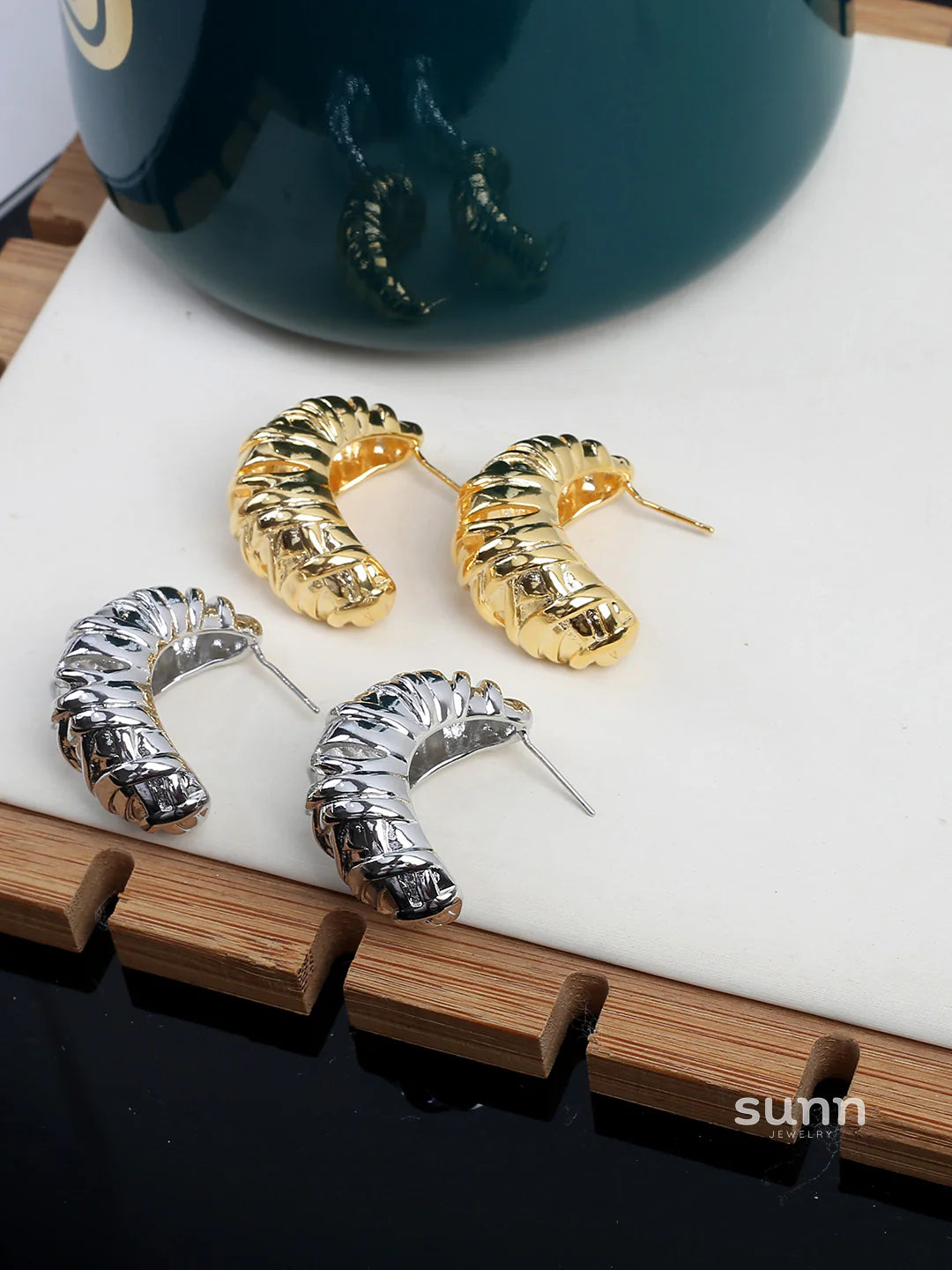 Nikita Sculptural Croissant Studs
