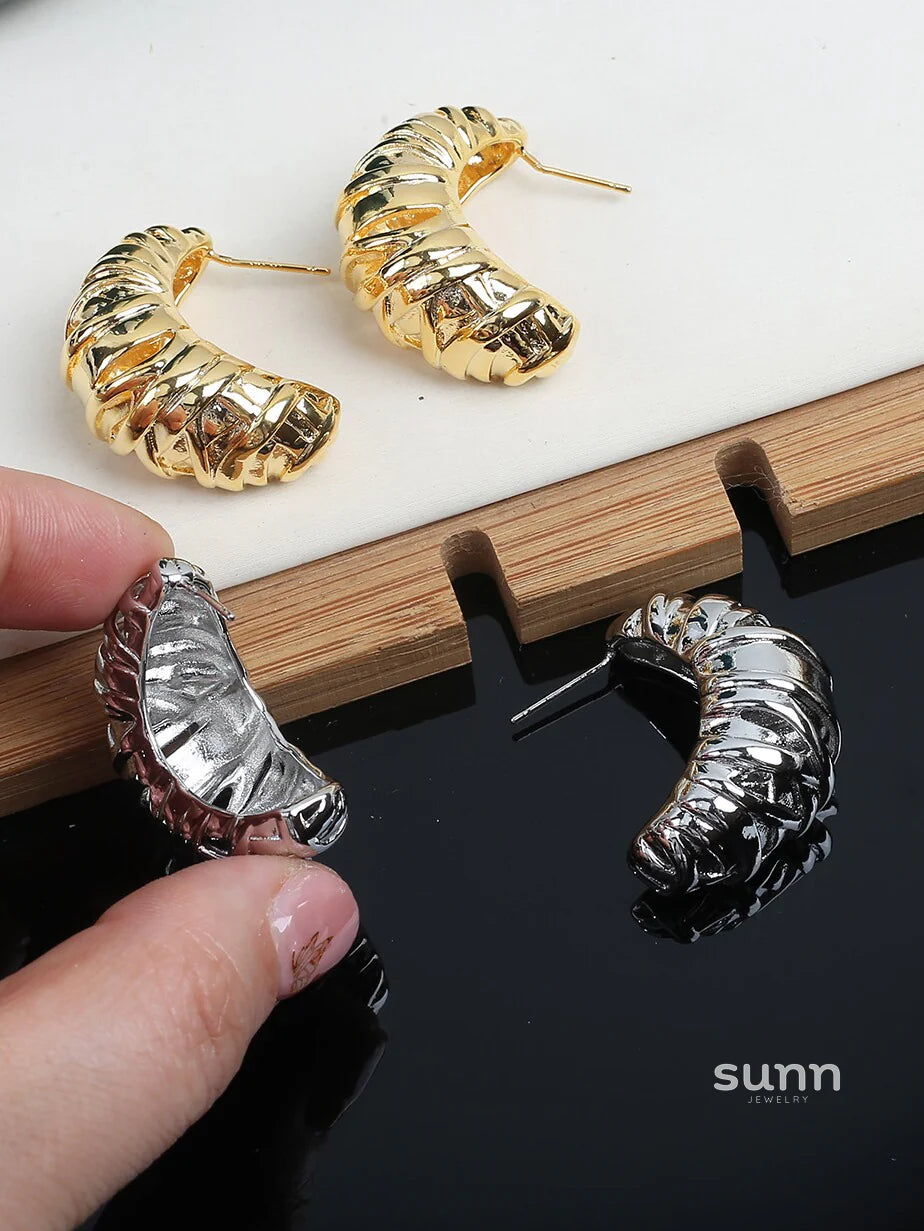 Nikita Sculptural Croissant Studs