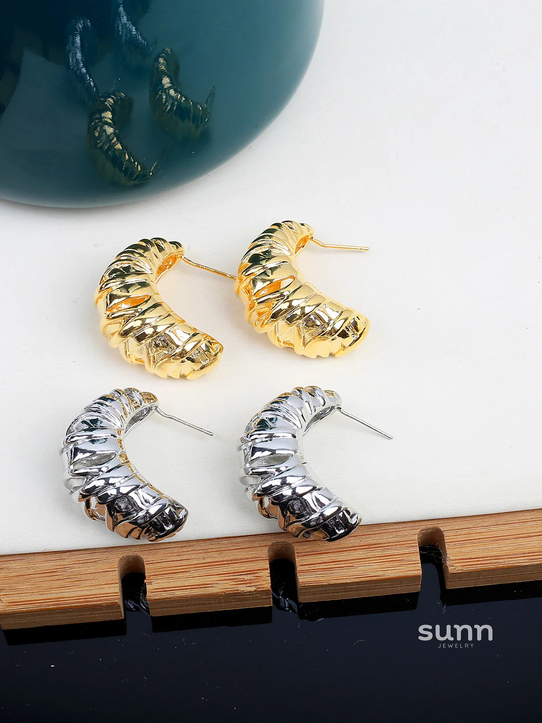 Nikita Sculptural Croissant Studs