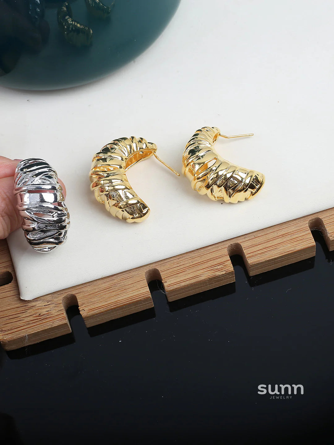 Nikita Sculptural Croissant Studs