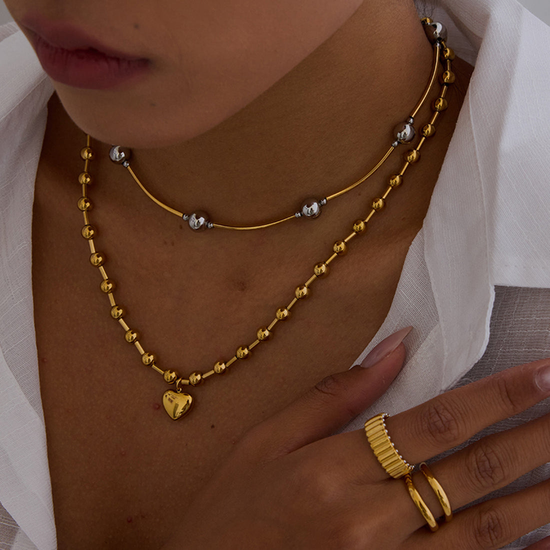 Nila Stainless Steel Heart Jewelry [7321Y7QD]