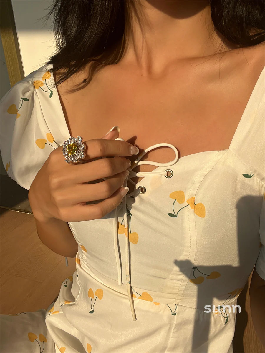 Nina Daisy Zircon Ring