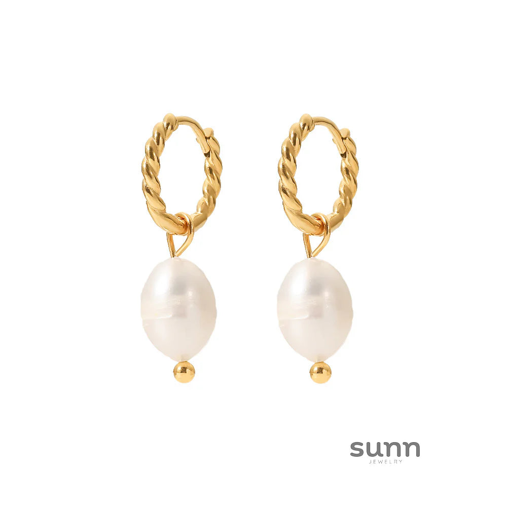 Nina Gold Pearl Hoops