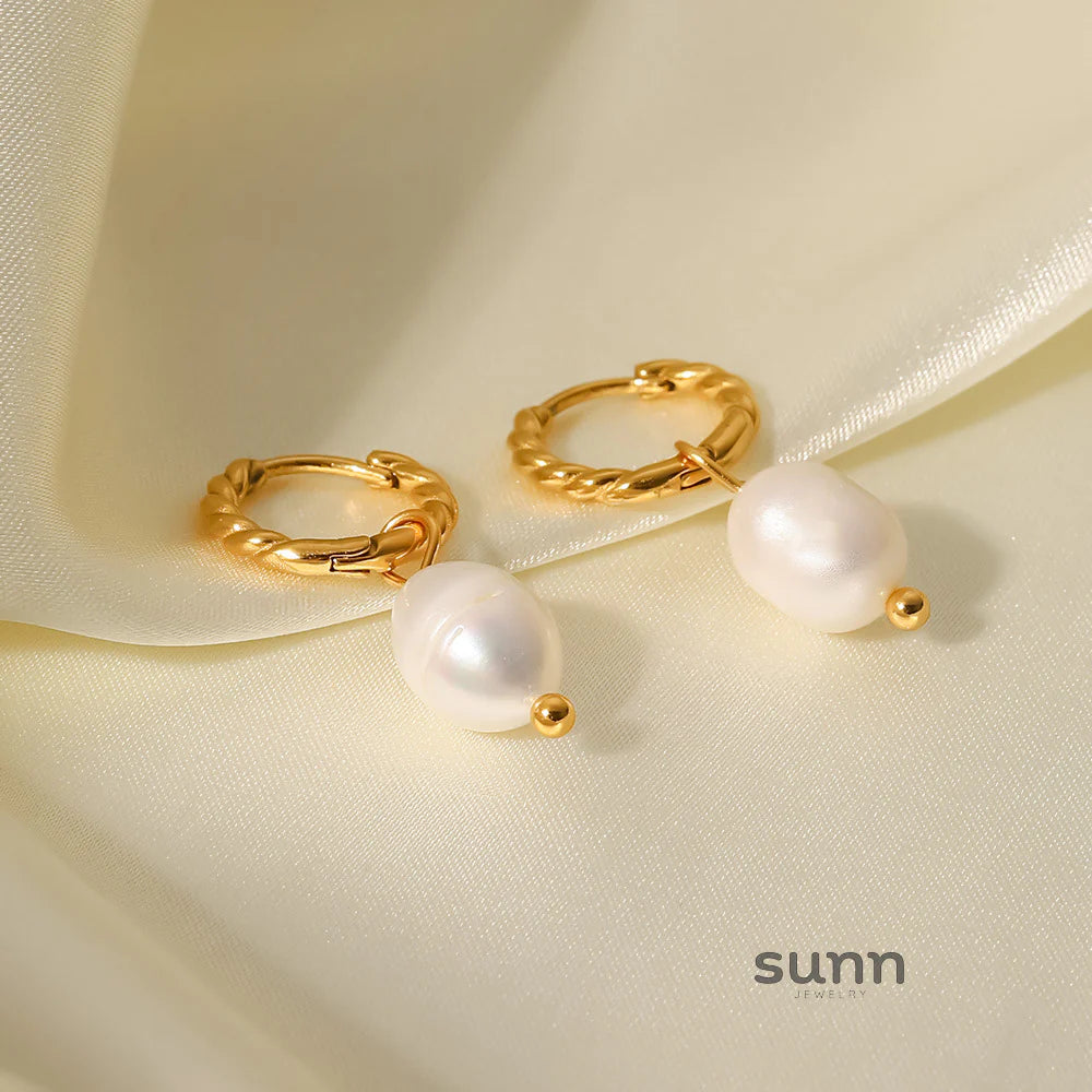 Nina Gold Pearl Hoops