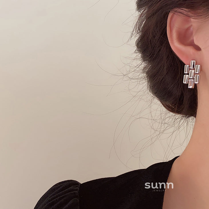 Nitara Sculptural Metal Drop Earrings [FN37N6D4]