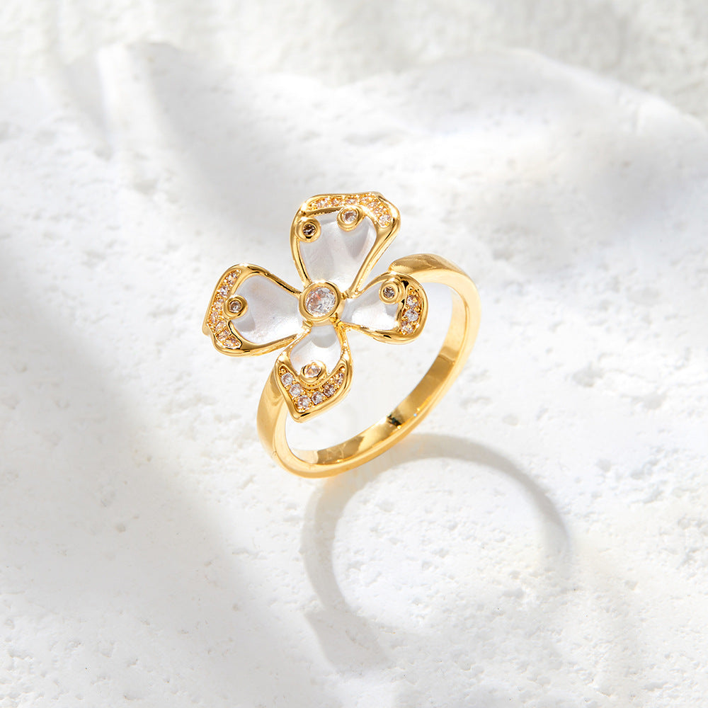 Nona Floral Enamel Ring [X2SWL0BQ]