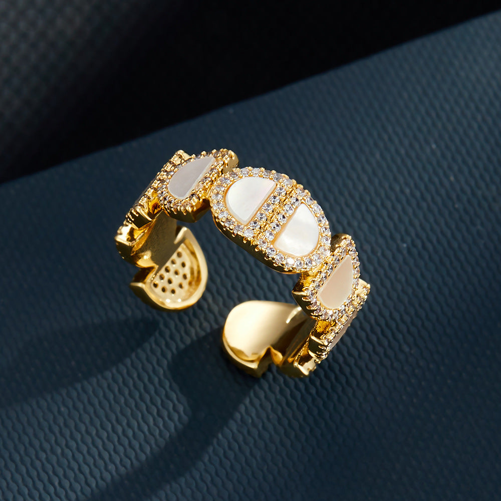 Noora Mother-of-Pearl Open Ring [QYBF1DNL]