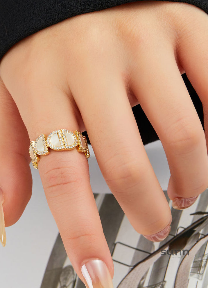 Noora Mother-of-Pearl Open Ring [B0QNM4TC]