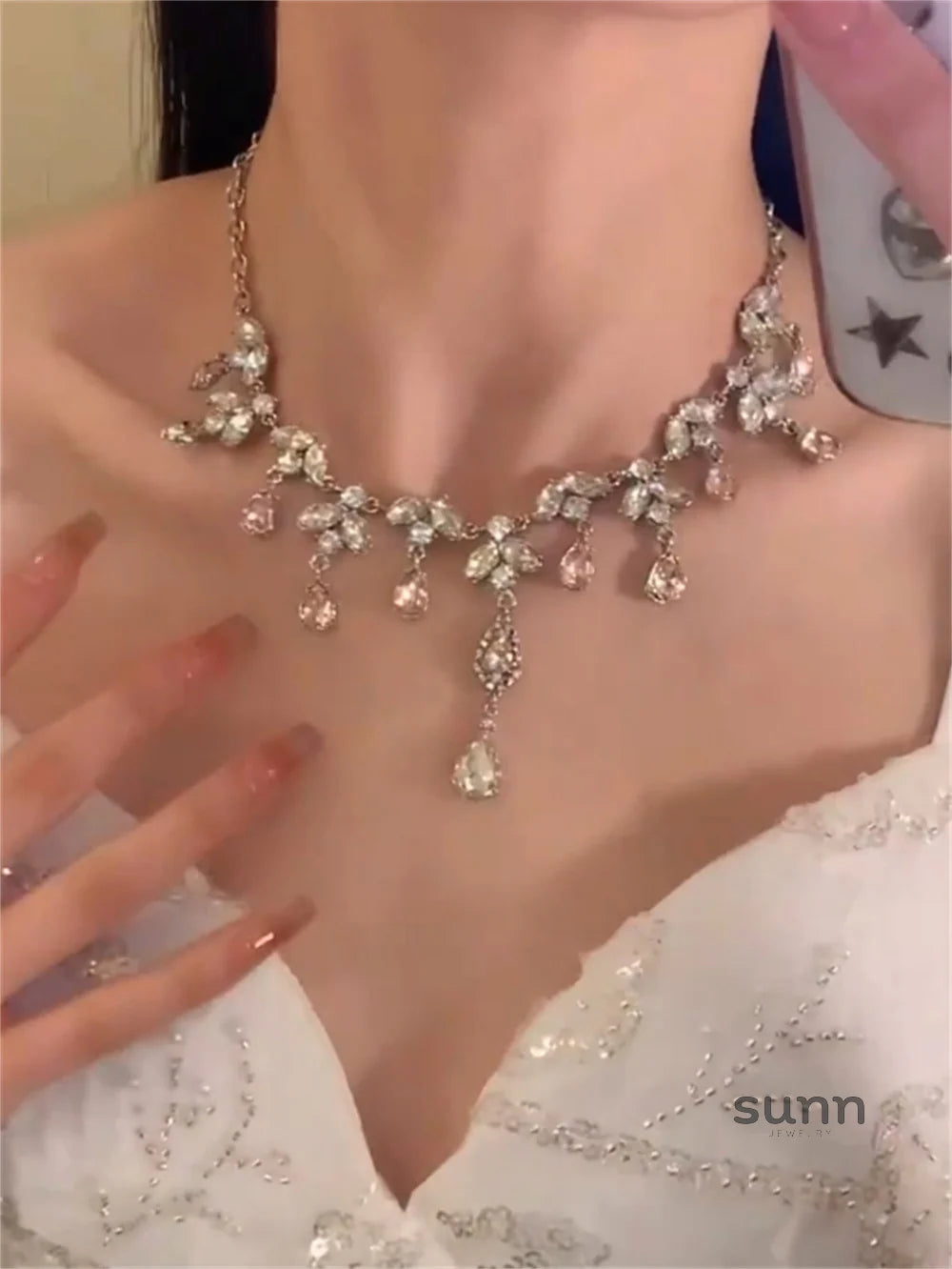 Nour Crystal Tassel Necklace