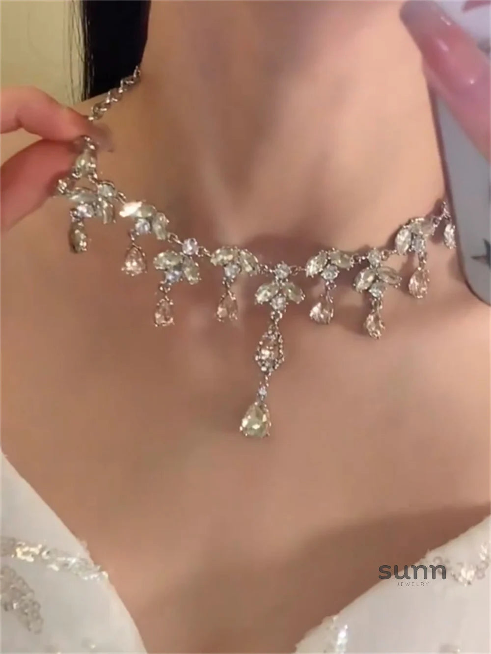Nour Crystal Tassel Necklace