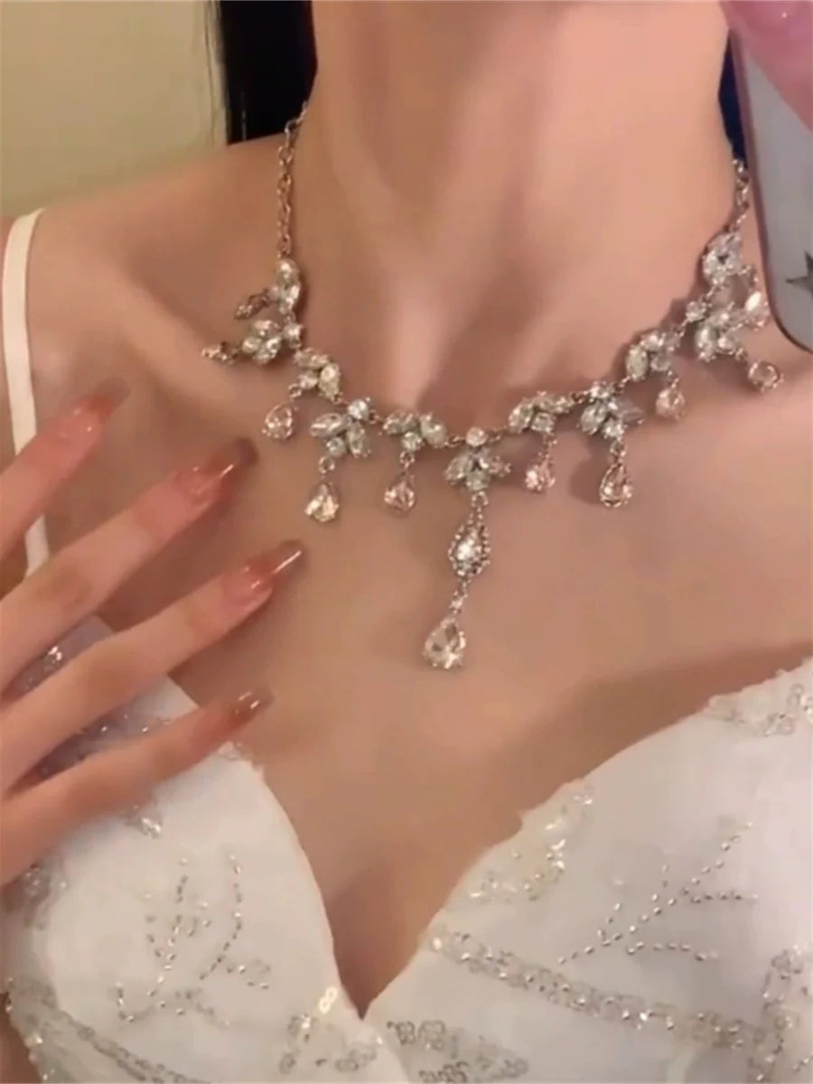 Nour Crystal Tassel Necklace