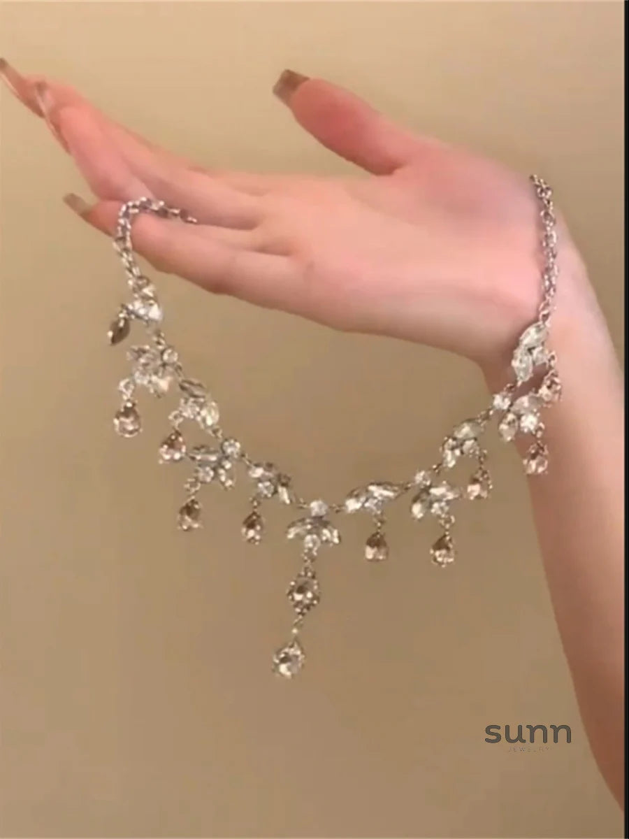 Nour Crystal Tassel Necklace