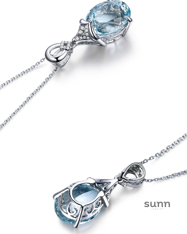 Nura Sparkle Aquamarine Pendant [9ZV8X90A]
