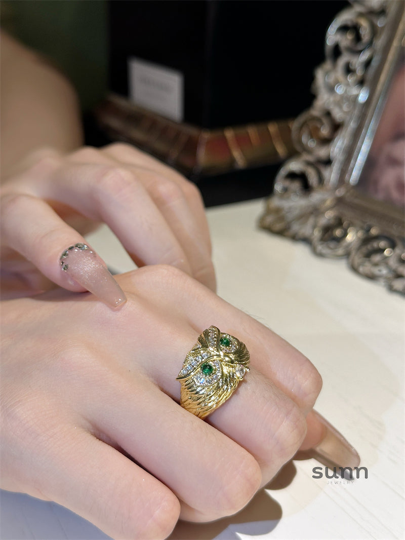 Nyra Emerald Owl Ring [G4BQG1X1]