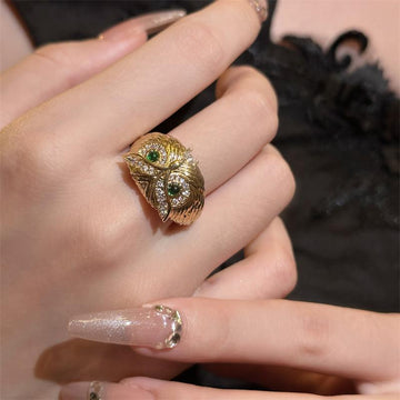 Nyra Emerald Owl Ring [407LU54F]