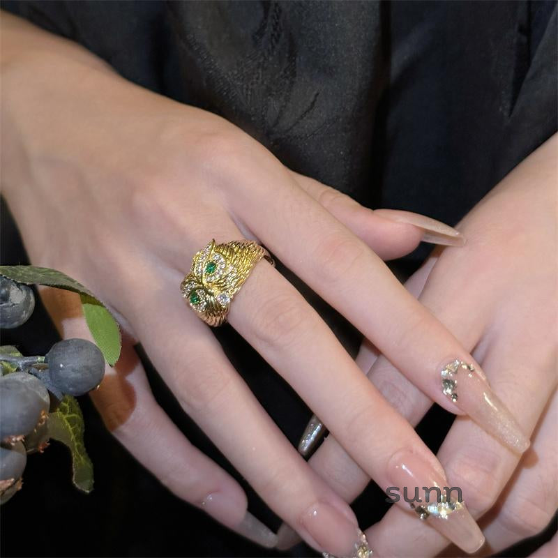 Nyra Emerald Owl Ring [407LU54F]