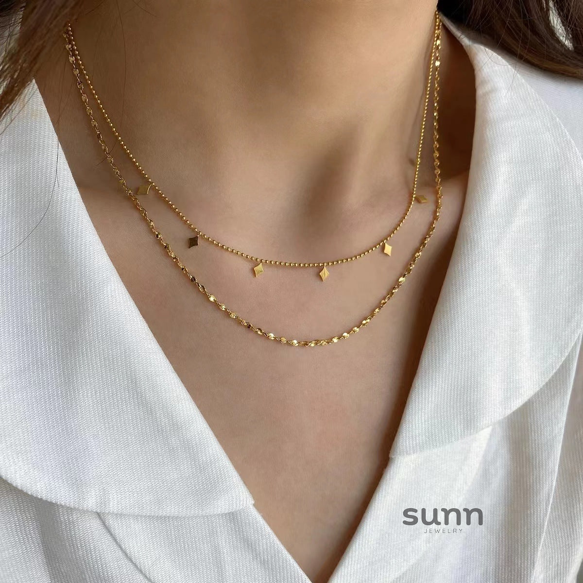 Oaklie Layered Geometric Necklace [P5LMC3VO]