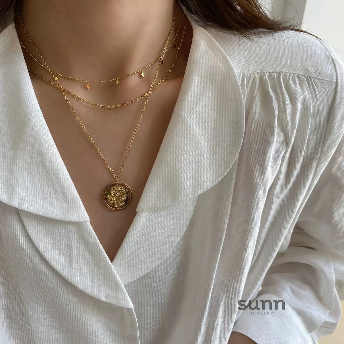 Oaklie Layered Geometric Necklace [2BBTJC7Z]