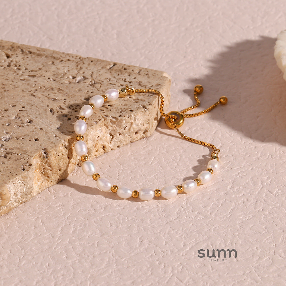 Oaklyn Gold Pearl Drawstring Bracelet [OUK00KMM]