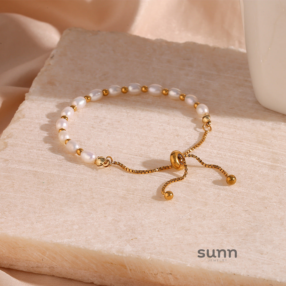 Oaklyn Gold Pearl Drawstring Bracelet [RILGMQGB]