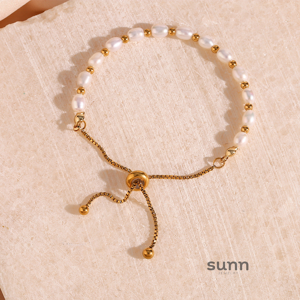 Oaklyn Gold Pearl Drawstring Bracelet [P1ZMEE9Q]