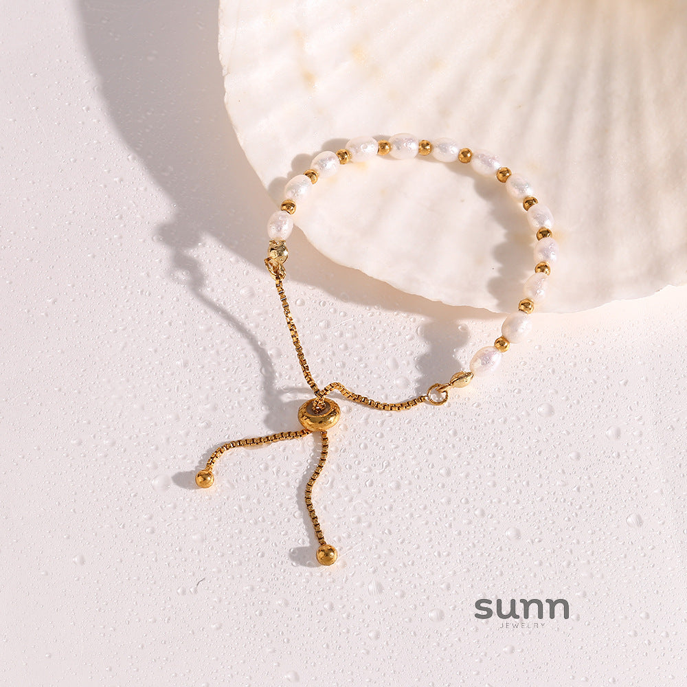 Oaklyn Gold Pearl Drawstring Bracelet [V8ZQAP5D]