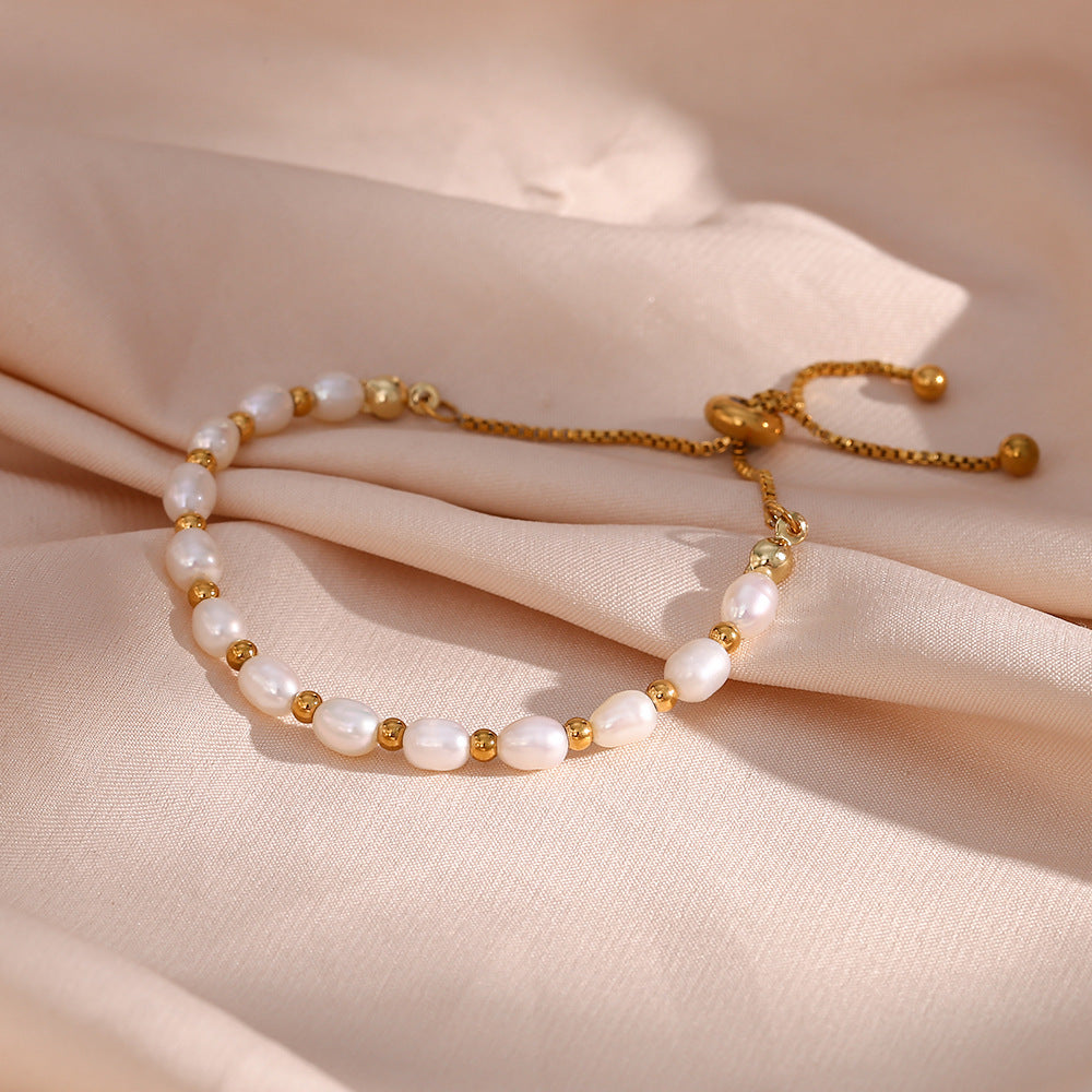 Oaklyn Gold Pearl Drawstring Bracelet [OUK00KMM]