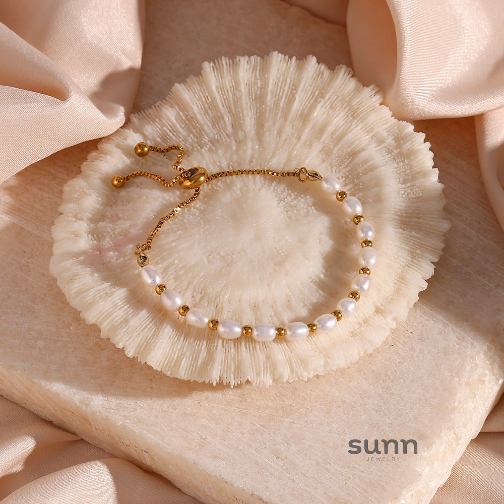 Oaklyn Gold Pearl Drawstring Bracelet [Z9UCP56E]