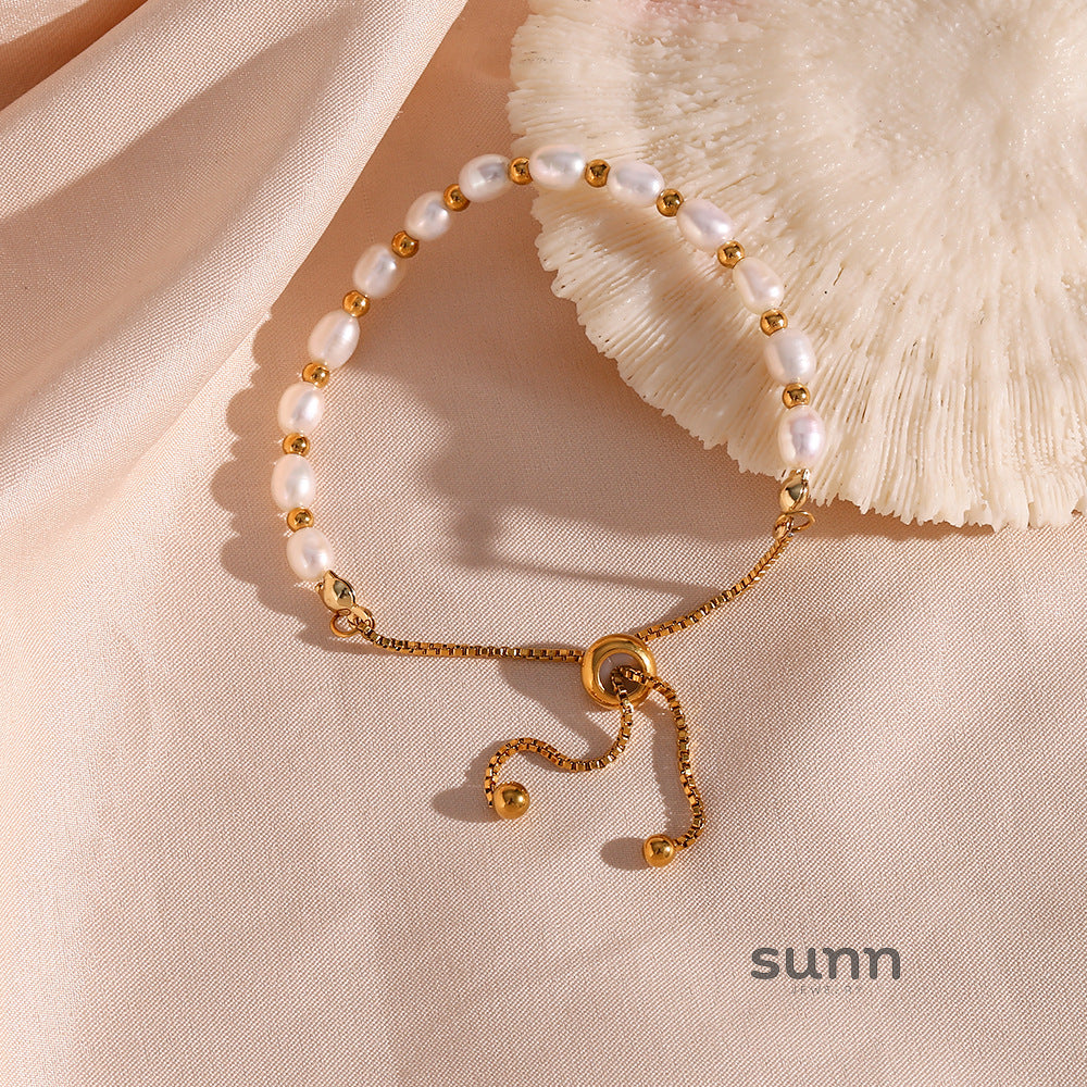 Oaklyn Gold Pearl Drawstring Bracelet [XEA025SE]