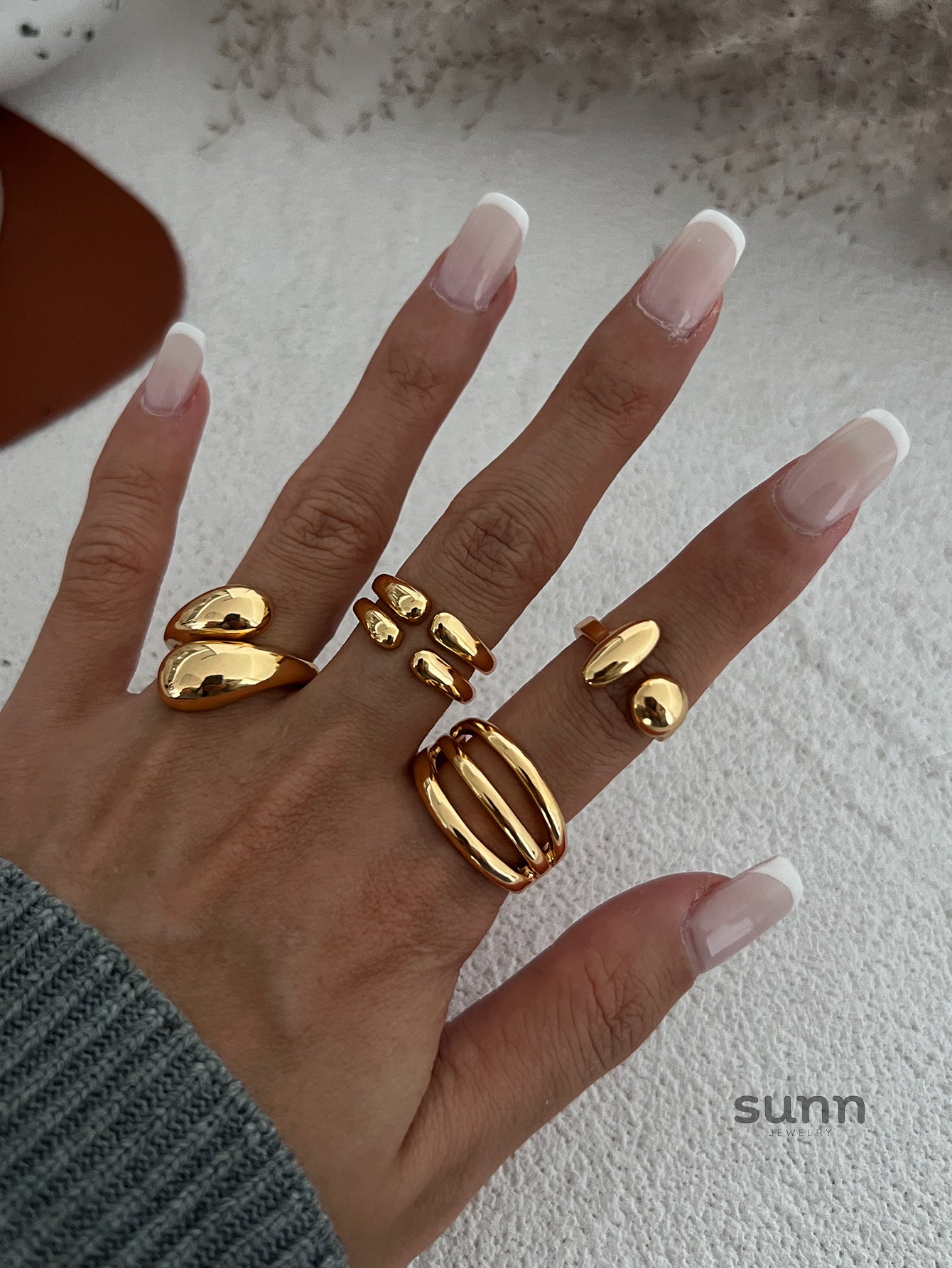 Odelia Stacking Waterdrop Ring Set [61FIO485]