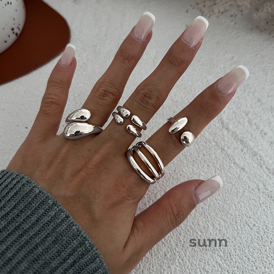 Odelia Stacking Waterdrop Ring Set [ZW401IL6]